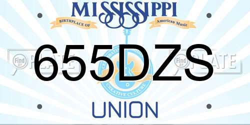 655DZS Mississippi License Plate