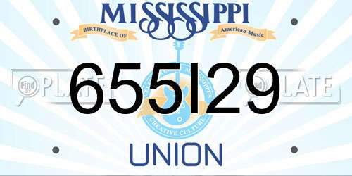 655I29 Mississippi License Plate