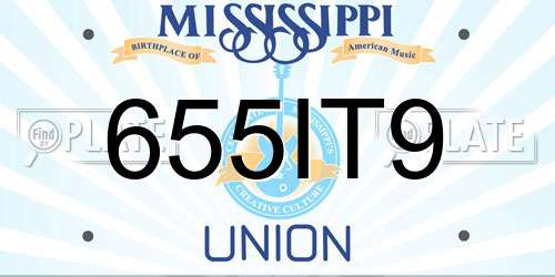 655IT9 Mississippi License Plate