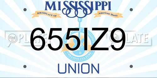 655IZ9 Mississippi License Plate