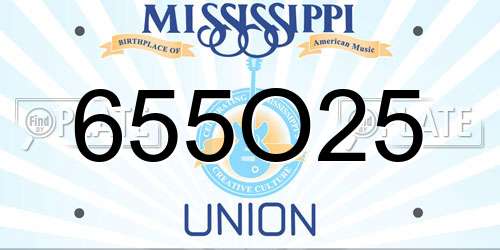 655O25 Mississippi License Plate
