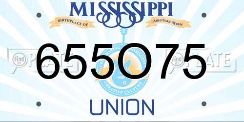 655O75 Mississippi License Plate
