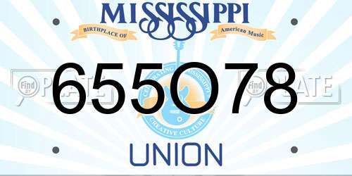 655O78 Mississippi License Plate