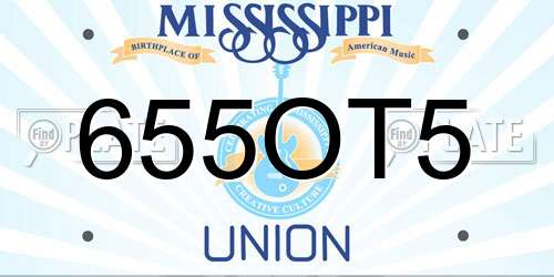 655OT5 Mississippi License Plate