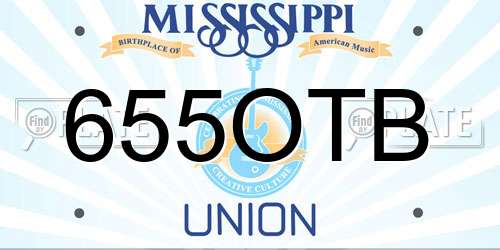 655OTB Mississippi License Plate