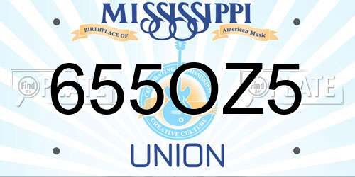 655OZ5 Mississippi License Plate