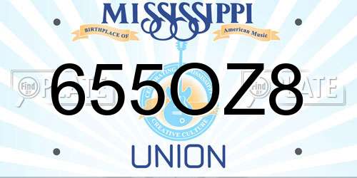 655OZ8 Mississippi License Plate