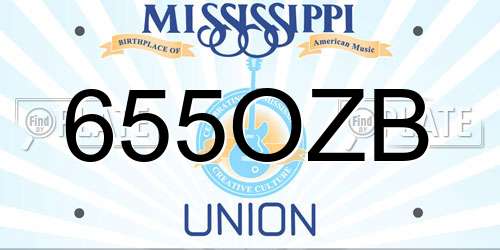 655OZB Mississippi License Plate