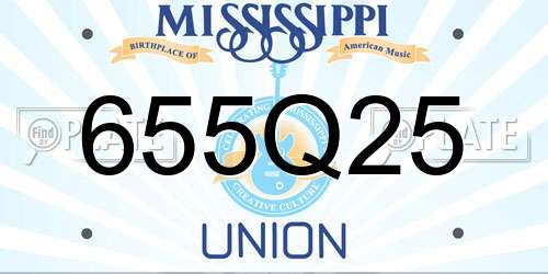 655Q25 Mississippi License Plate