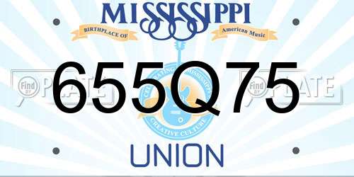 655Q75 Mississippi License Plate