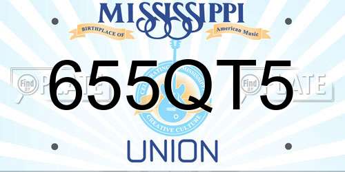 655QT5 Mississippi License Plate
