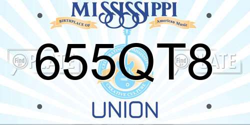 655QT8 Mississippi License Plate