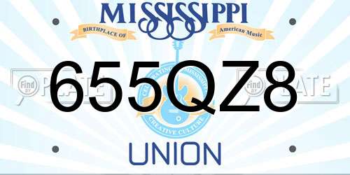 655QZ8 Mississippi License Plate