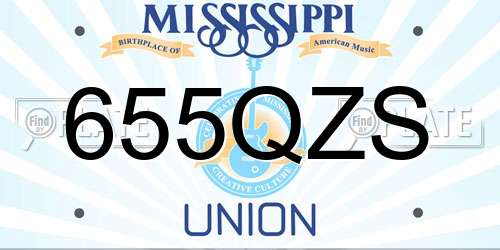 655QZS Mississippi License Plate