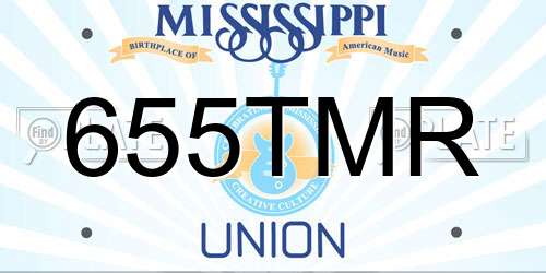 655TMR Mississippi License Plate