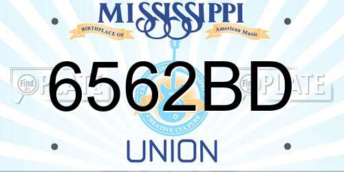 6562BD Mississippi License Plate