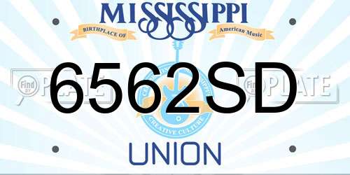 6562SD Mississippi License Plate