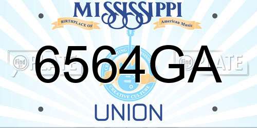 6564GA Mississippi License Plate