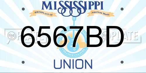 6567BD Mississippi License Plate