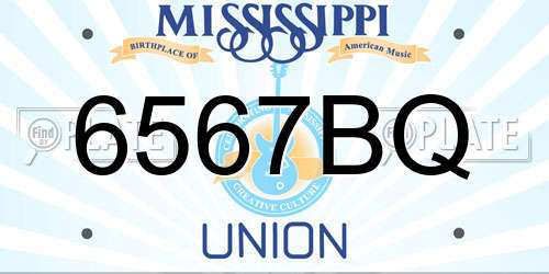 6567BQ Mississippi License Plate