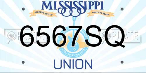 6567SQ Mississippi License Plate