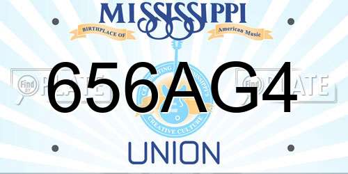 656AG4 Mississippi License Plate
