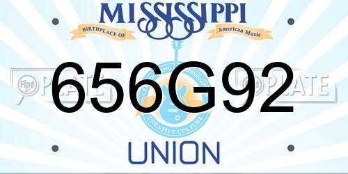656G92 Mississippi License Plate