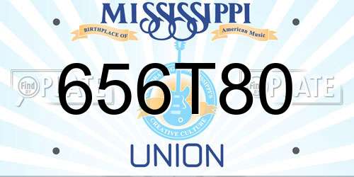656T80 Mississippi License Plate