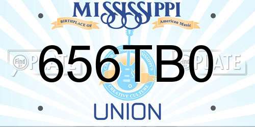 656TB0 Mississippi License Plate