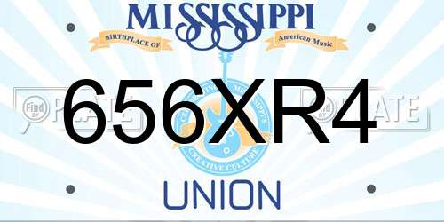 656XR4 Mississippi License Plate