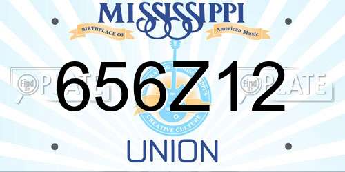 656Z12 Mississippi License Plate