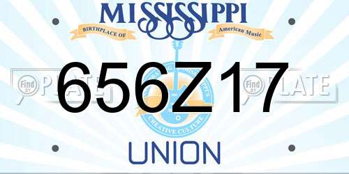 656Z17 Mississippi License Plate