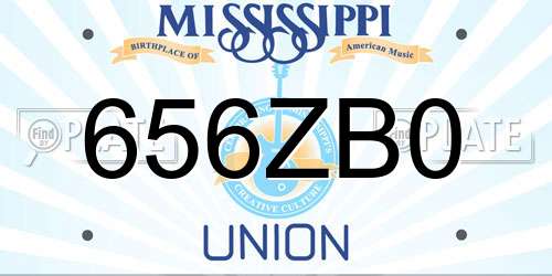 656ZB0 Mississippi License Plate