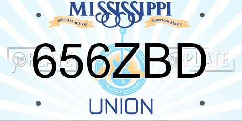 656ZBD Mississippi License Plate