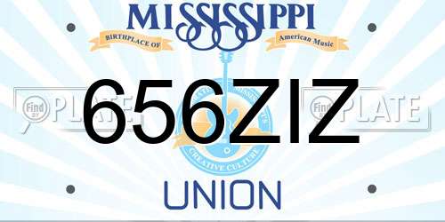 656ZIZ Mississippi License Plate