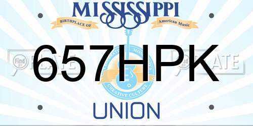 657HPK Mississippi License Plate