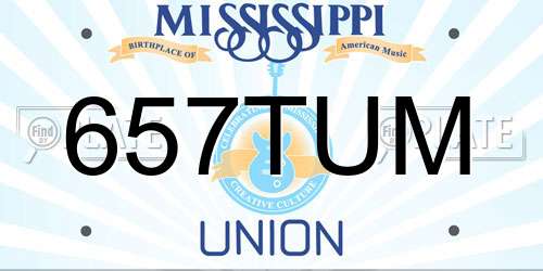 657TUM Mississippi License Plate
