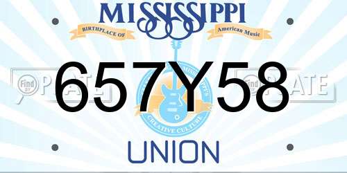657Y58 Mississippi License Plate
