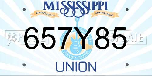 657Y85 Mississippi License Plate