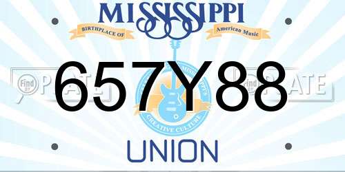657Y88 Mississippi License Plate