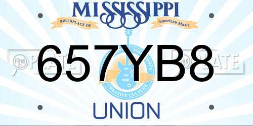 657YB8 Mississippi License Plate
