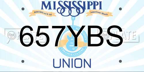657YBS Mississippi License Plate