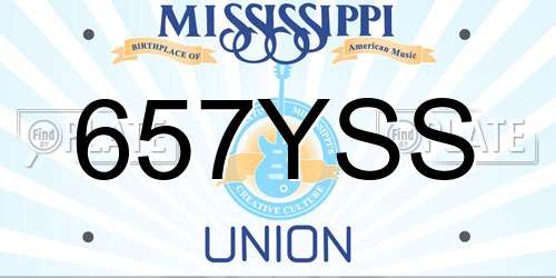 657YSS Mississippi License Plate