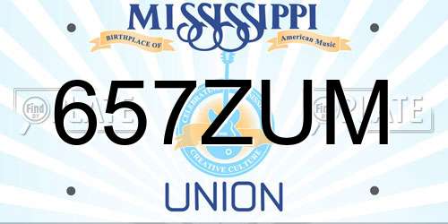 657ZUM Mississippi License Plate