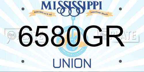 6580GR Mississippi License Plate