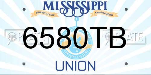 6580TB Mississippi License Plate