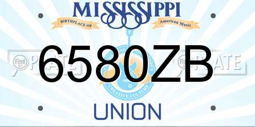 6580ZB Mississippi License Plate