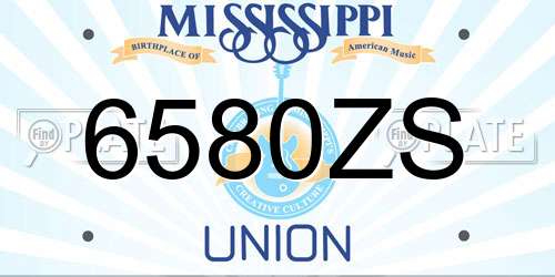 6580ZS Mississippi License Plate