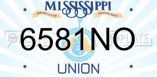 6581NO Mississippi License Plate
