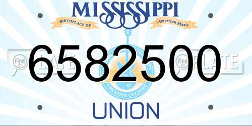 6582500 Mississippi License Plate